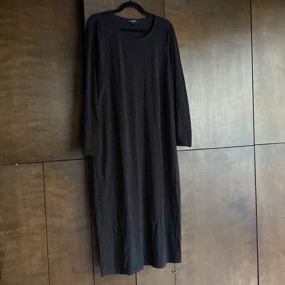 Eileen Fisher black long sleeve maxi dress size M